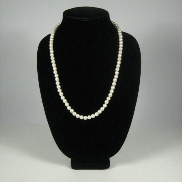 Imitation Pearl Beaded Necklace 25 inch Goldtone Strand Jewelry Vintage - Picture 3 of 7
